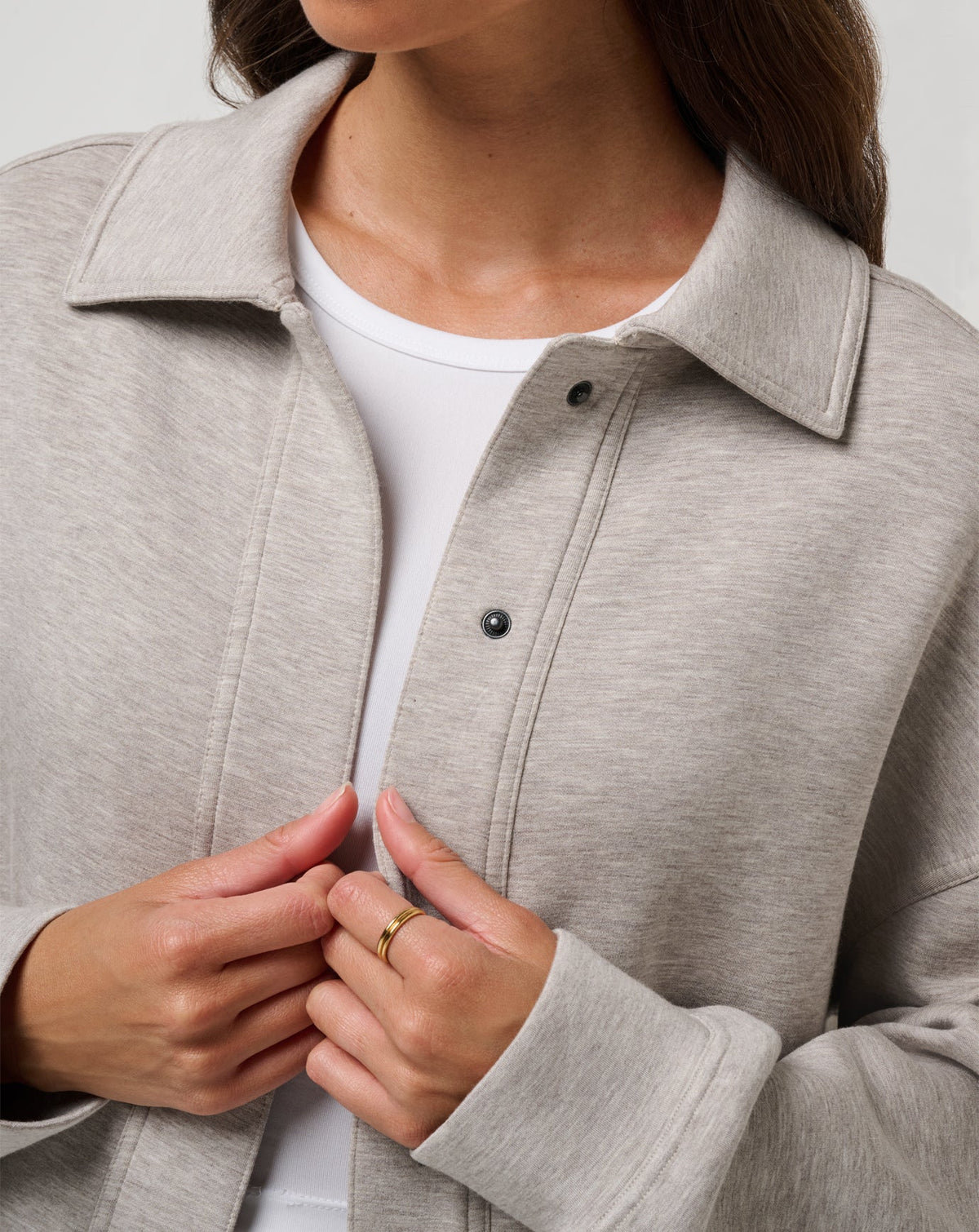 Cloudscape Button Down Heather Savannah Tan | Travis Mathew