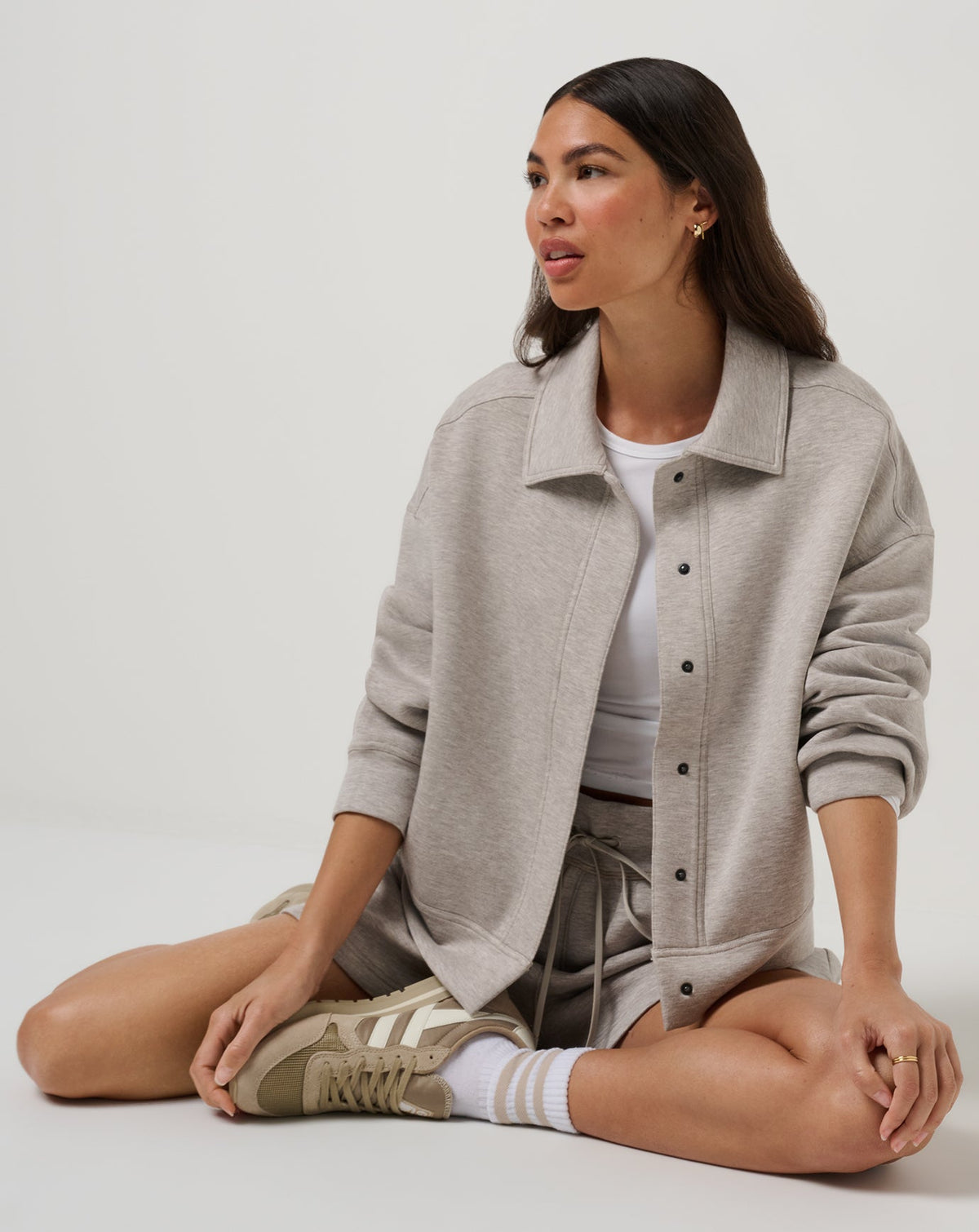 Cloudscape Button Down Heather Savannah Tan | Travis Mathew