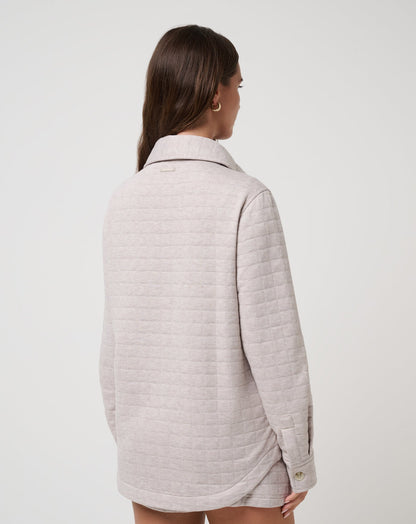 Cloud Coastal Quilted Shacket Heather Savannah Tan | Travis Mathew