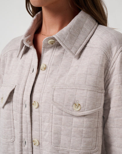 Cloud Coastal Quilted Shacket Heather Savannah Tan | Travis Mathew