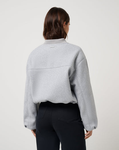 Rustic Retreat Bomber Heather Light Grey | Travis Mathew