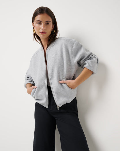 Rustic Retreat Bomber Heather Light Grey | Travis Mathew