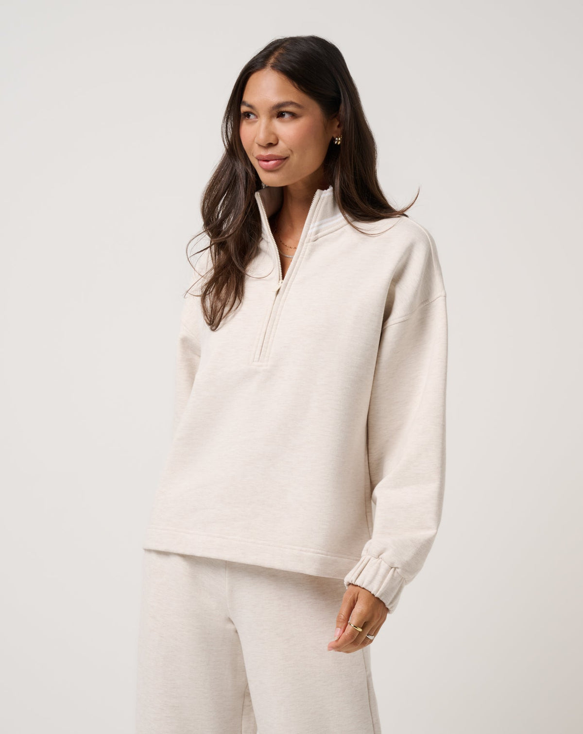 Cloud Fleece Clubside Half Zip Heather Brazillian Sand | Travis Mathew