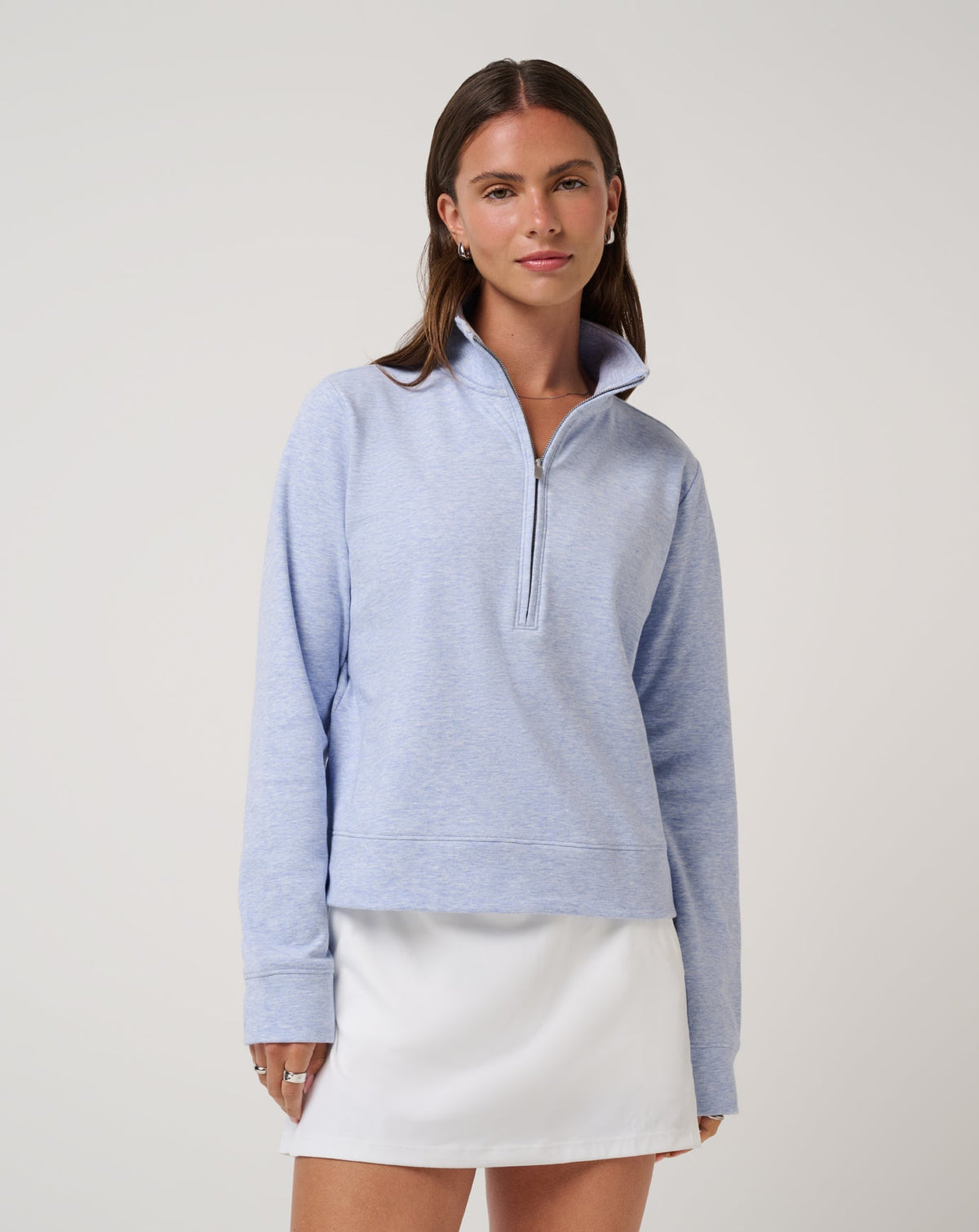 Cloud Fleece Half Zip 2.0 Heather Soft Blue | Travis Mathew
