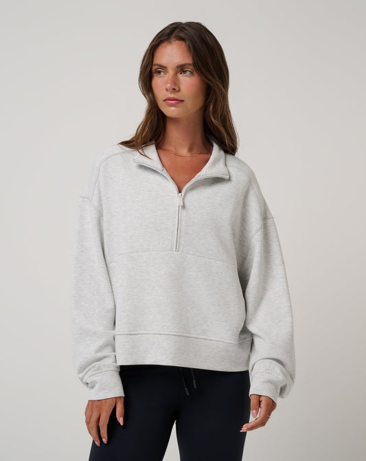 Skyloft Soft Half Zip 2.0 Heather Light Grey | Travis Mathew