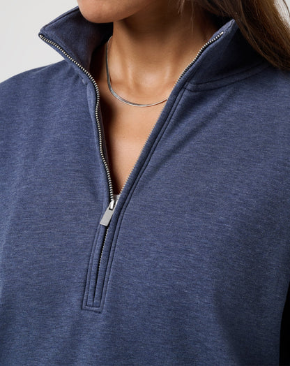 Cloud Fleece Half Zip 2.0 Heather Navy Blazer | Travis Mathew
