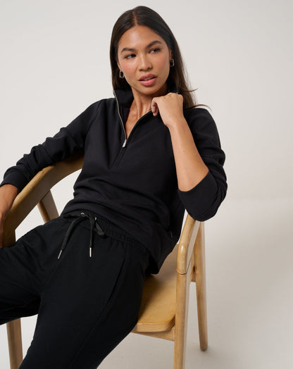 Cloud Fleece Half Zip 2.0 Black | Travis Mathew