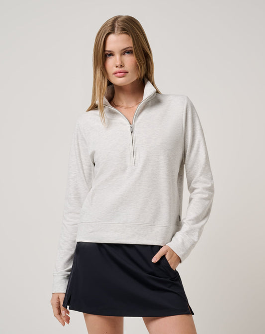 Cloud Fleece Half Zip 2.0 Heather Light Grey | Travis Mathew