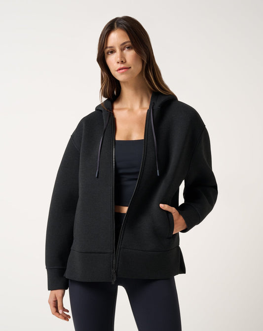 Cloudscape Zip Hood Heather Black | Travis Mathew