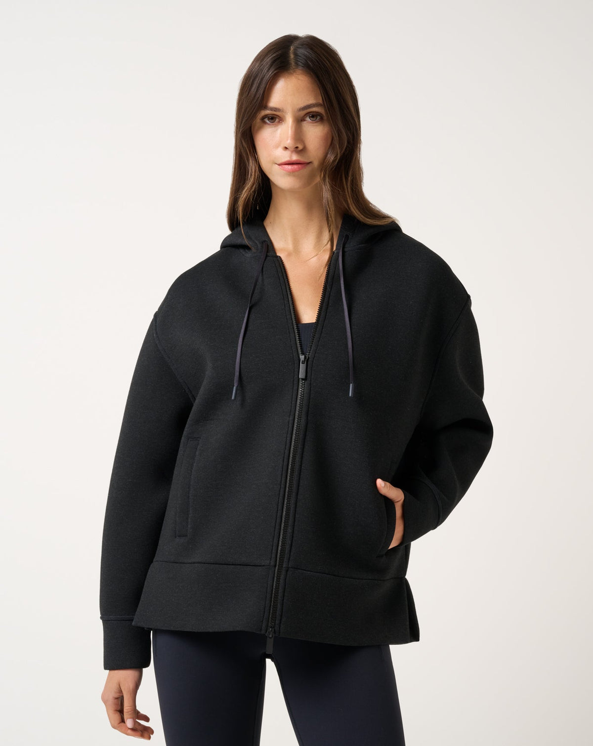 Cloudscape Zip Hood Heather Black | Travis Mathew