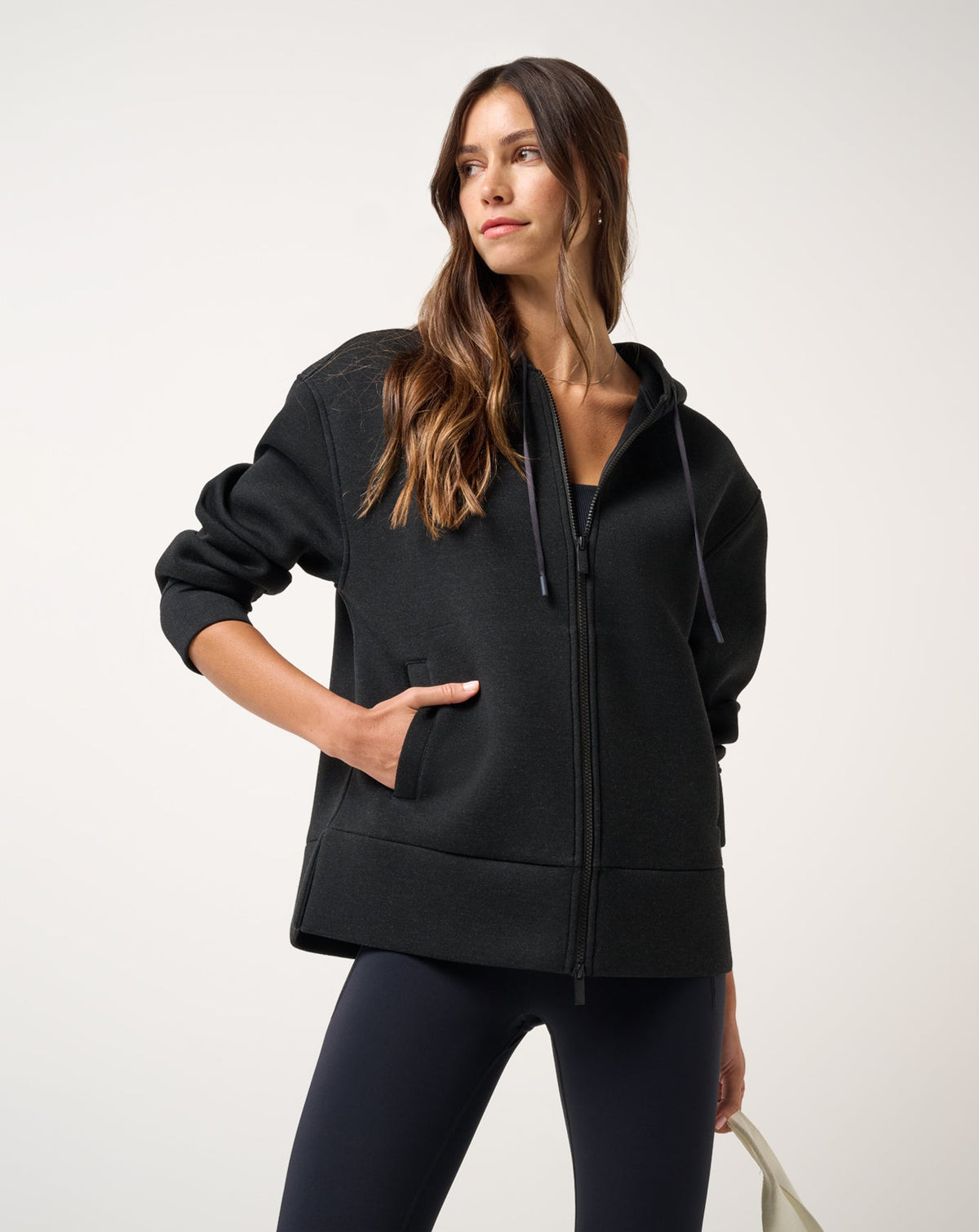 Cloudscape Zip Hood Heather Black | Travis Mathew