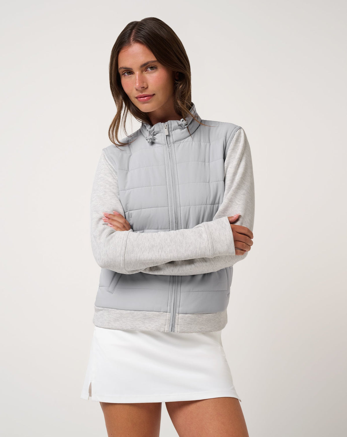 Skyloft Soft Espresso Martini Full Zip Heather Light Grey | Travis Mathew