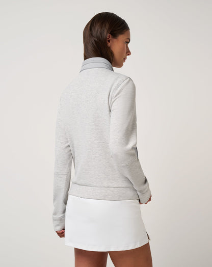 Skyloft Soft Espresso Martini Full Zip Heather Light Grey | Travis Mathew