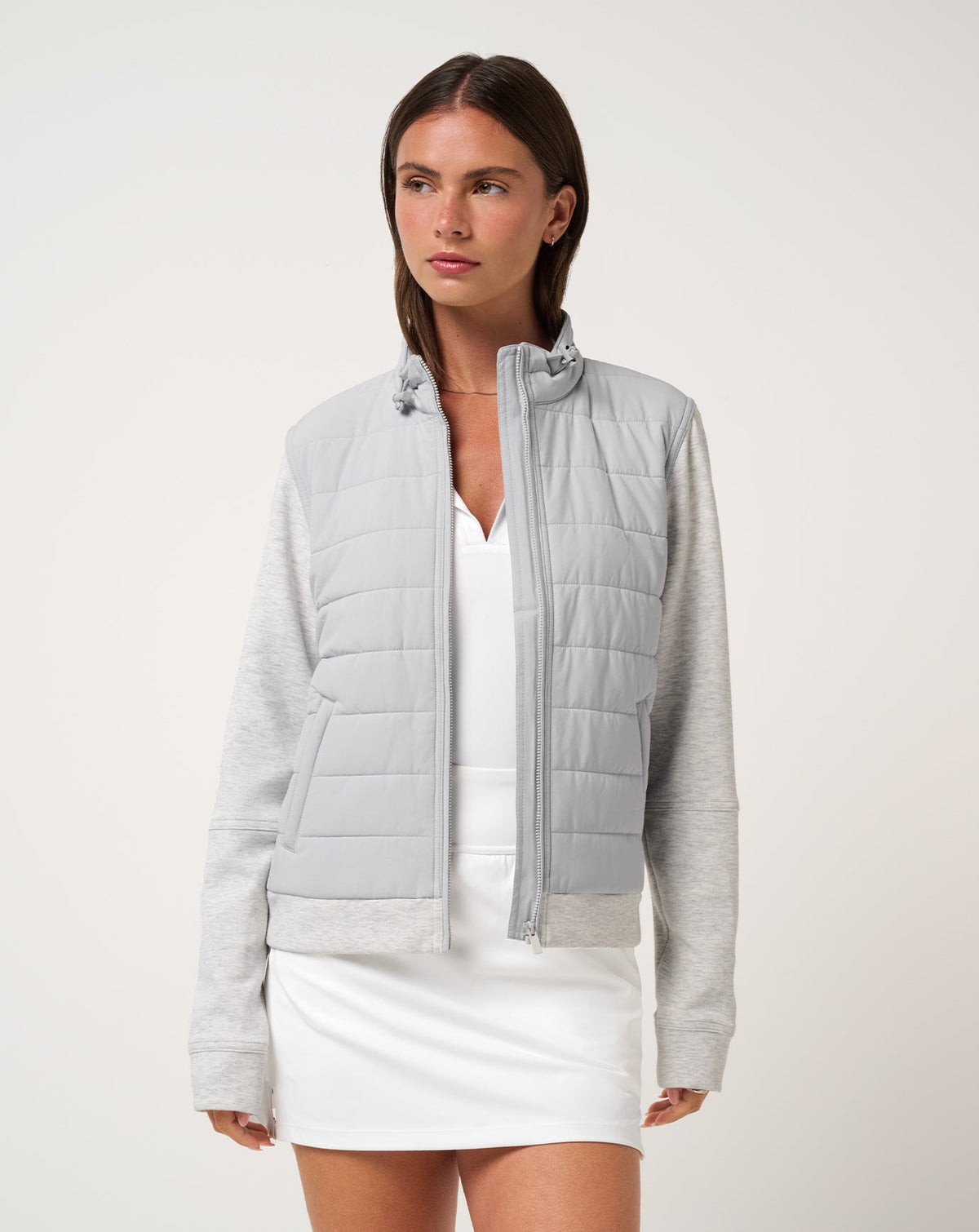 Skyloft Soft Espresso Martini Full Zip Heather Light Grey | Travis Mathew