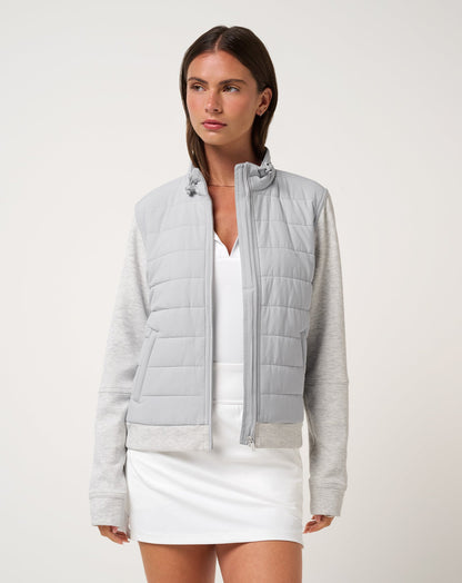 Skyloft Soft Espresso Martini Full Zip Heather Light Grey | Travis Mathew