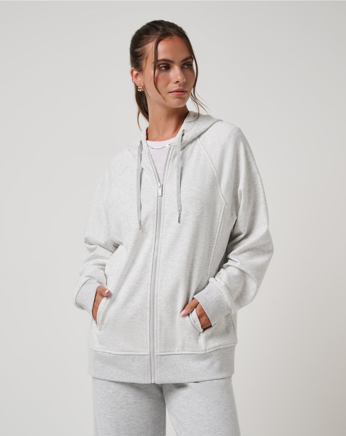 Off Script 2.0 Cloud Full Zip Hoodie Heather Light Grey | Travis Mathew