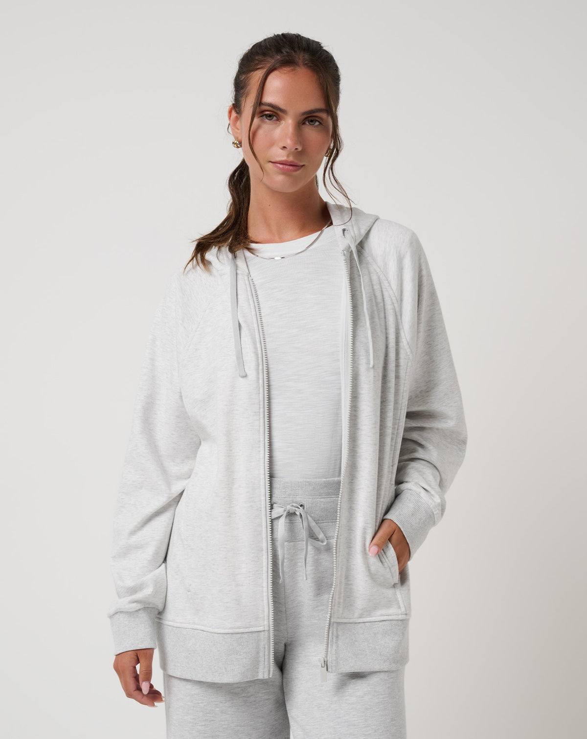 Off Script 2.0 Cloud Full Zip Hoodie Heather Light Grey | Travis Mathew