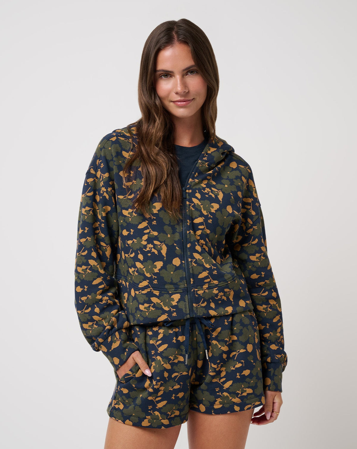 Cloud Fleece Printed Hoodie Navy Blazer Floral Multi | Travis Mathew