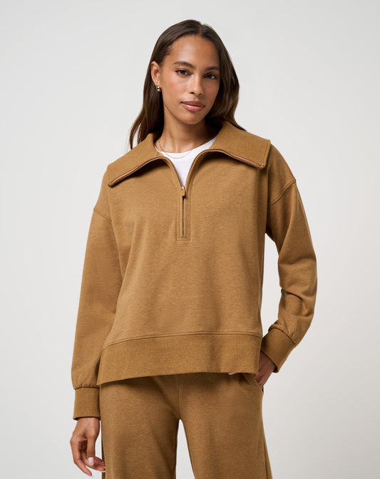 Save The Day Cloud Half Zip 2.0 Heather Spice | Travis Mathew