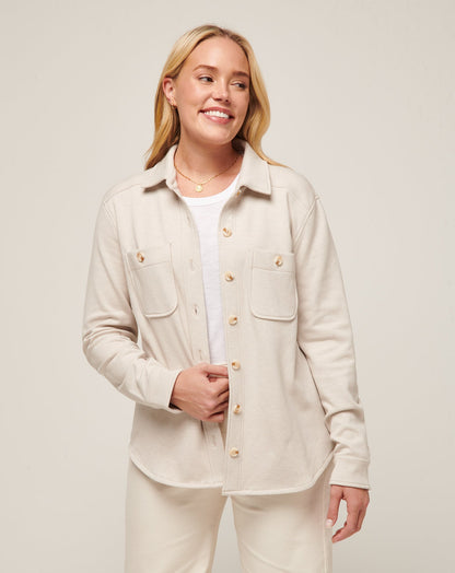 Cloud Fleece Shacket Heather Pumice Stone | Travis Mathew