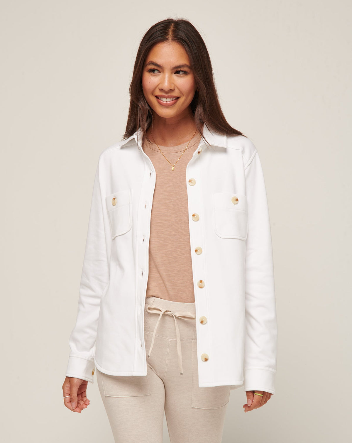 Cloud Fleece Shacket White | Travis Mathew