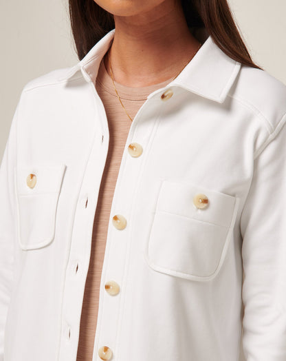 Cloud Fleece Shacket White | Travis Mathew