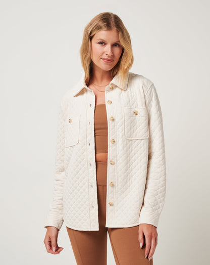 Diamond Quilted Shacket Eggnog | Travis Mathew