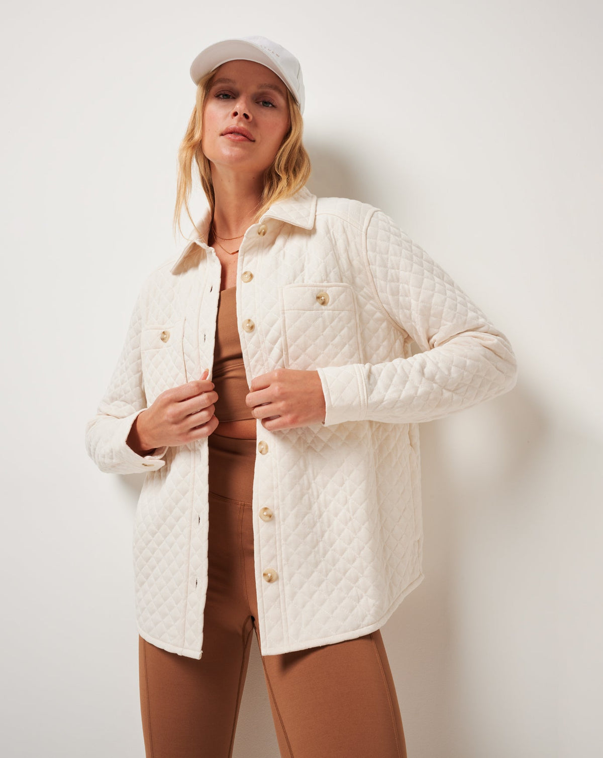 Diamond Quilted Shacket Eggnog | Travis Mathew