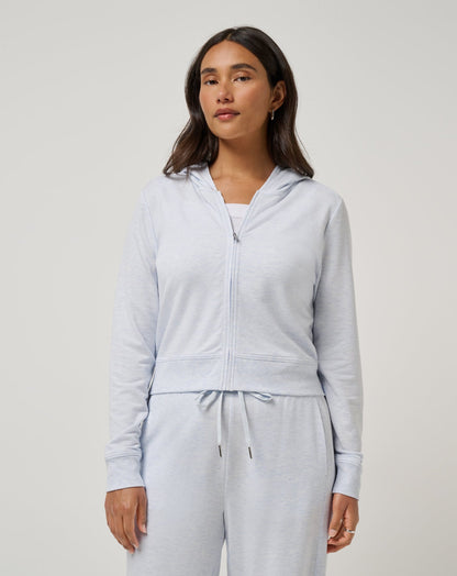 Cloud Terry Zip Hoodie Heather Ancient Water | Travis Mathew