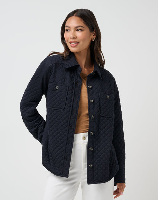Diamond Quilted Shacket Black | Travis Mathew