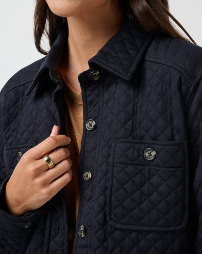 Diamond Quilted Shacket Black | Travis Mathew