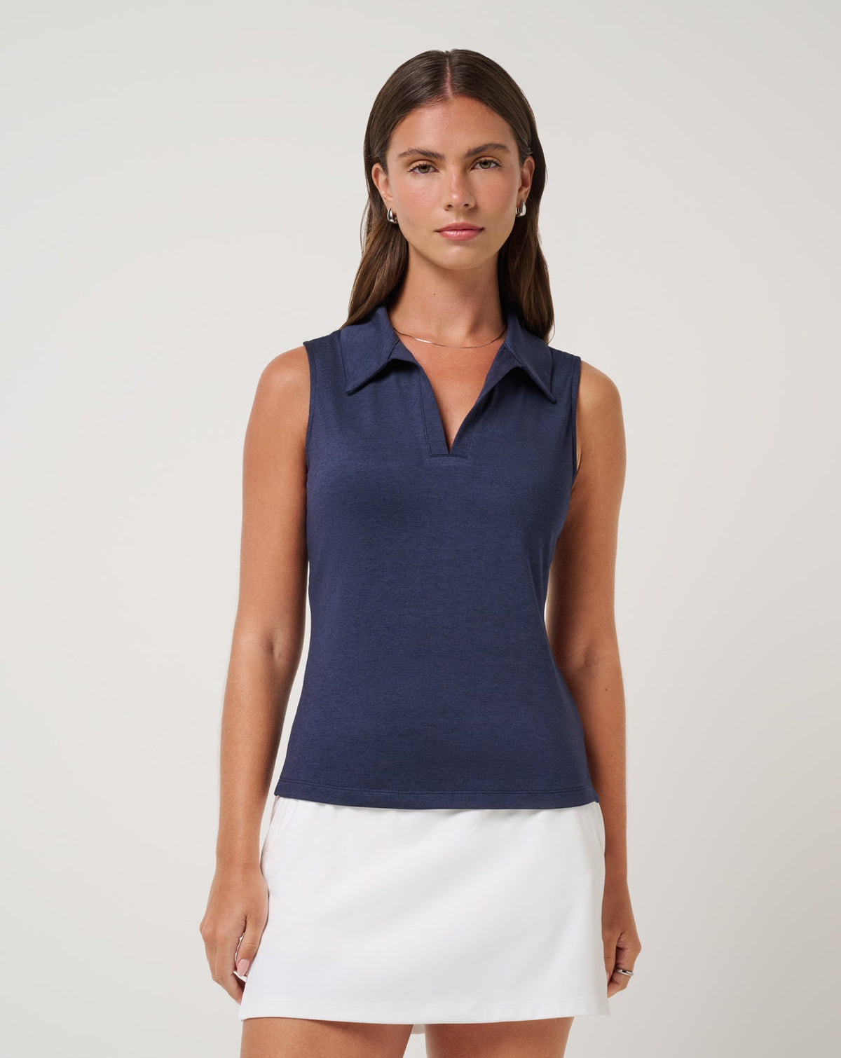 Skyloft Light Sleeveless Polo Heather Navy Blazer | Travis Mathew