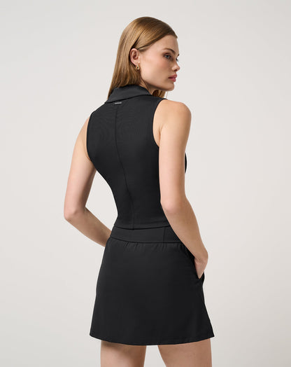 Moveknit Rib Zip Polo Black | Travis Mathew