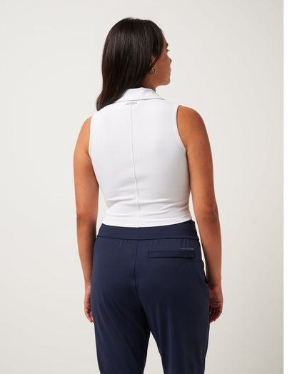 Moveknit Rib Zip Polo White | Travis Mathew