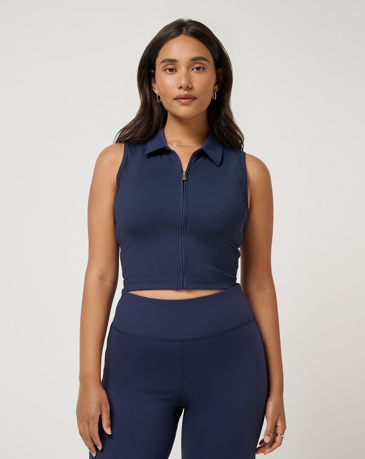 Moveknit Rib Zip Polo Navy Blazer | Travis Mathew