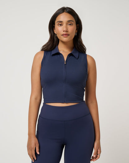 Moveknit Rib Zip Polo Navy Blazer | Travis Mathew