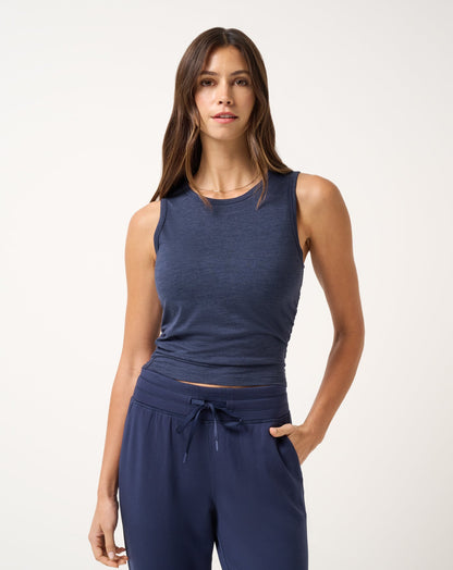 Skyline Jersey Tank Heather Navy Blazer | Travis Mathew