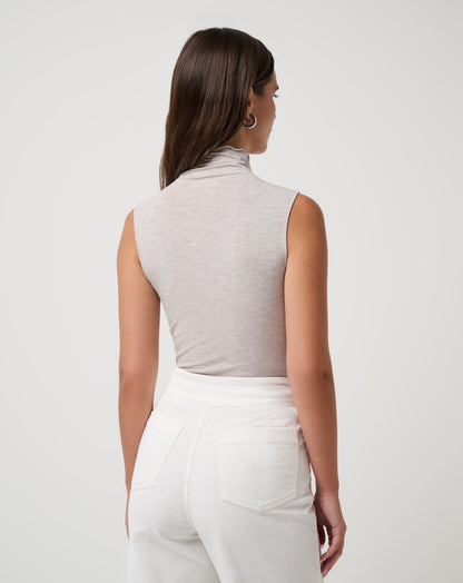Captivate Mock Neck Top Heather Savannah Tan | Travis Mathew