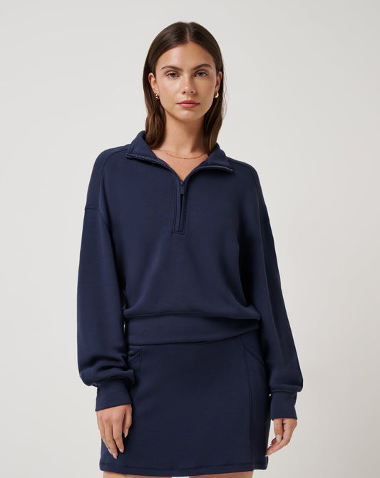 Skyloft Soft Echo Half Zip Navy Blazer | Travis Mathew