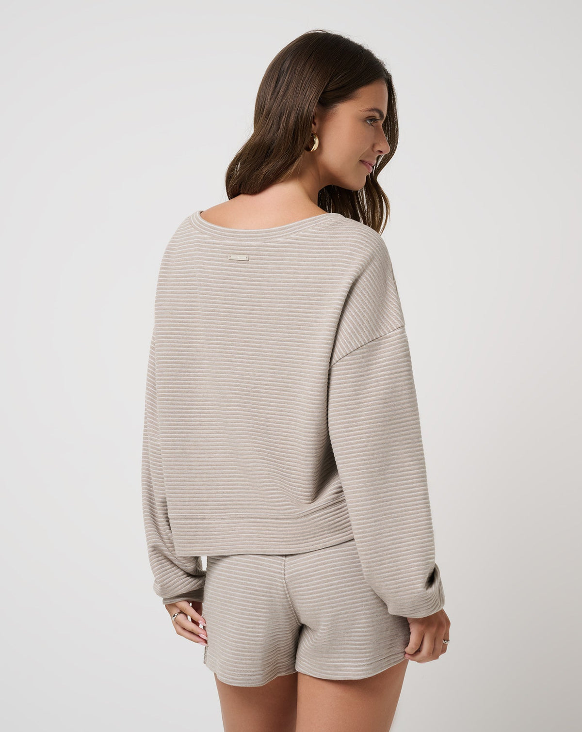 Coastal Rib Yacht Me Pullover Heather Island Fossil | Travis Mathew