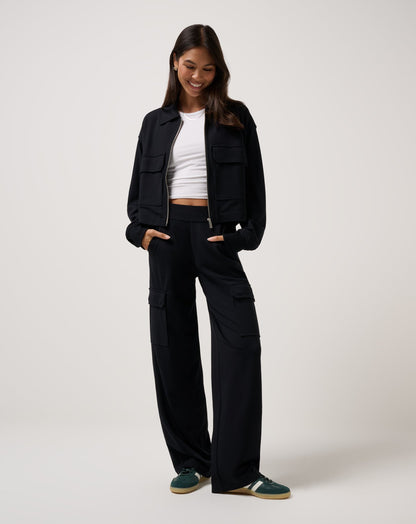 Friday Doubleknit Utility Wide Leg Pant Black | Travis Mathew