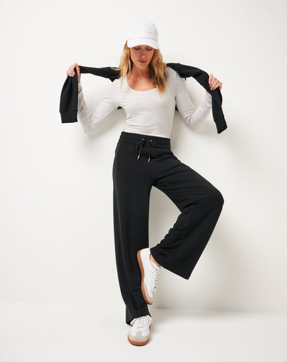 Cloud Terry Wide Leg Pant Black | Travis Mathew