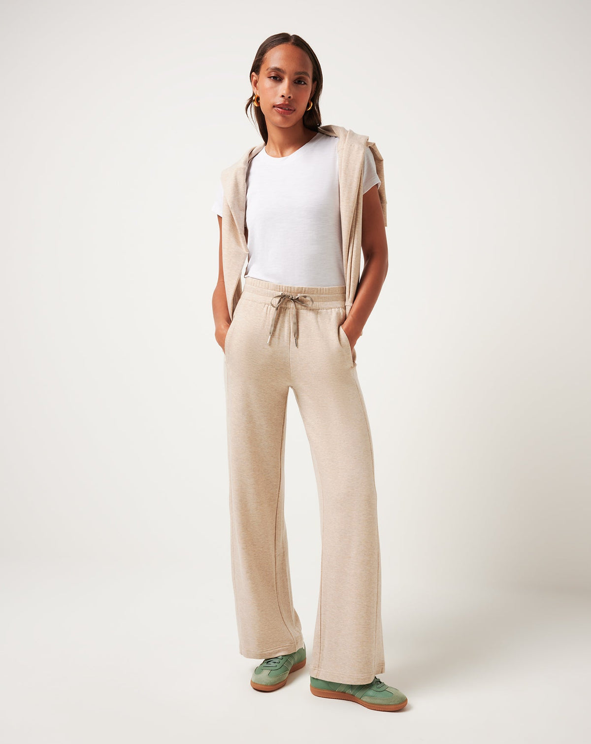 Cloud Terry Wide Leg Pant Heather Natural | Travis Mathew