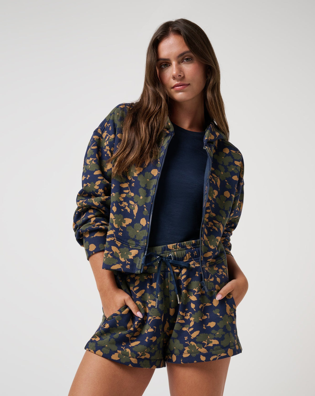 Cloud Fleece Stellar Short 2.0 Navy Blazer Floral Multi | Travis Mathew