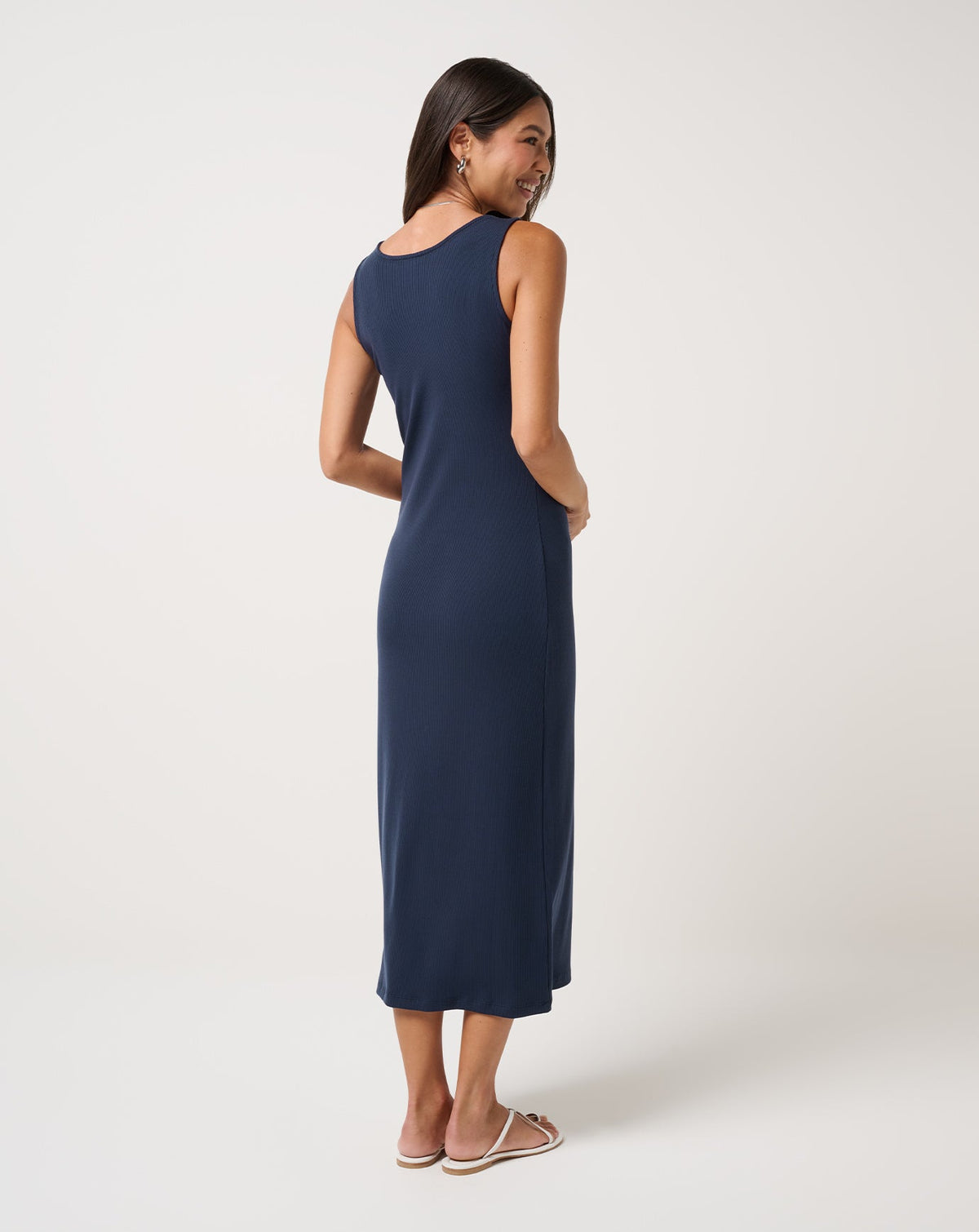 Cloud Rib Button Tank Dress Navy Blazer | Travis Mathew