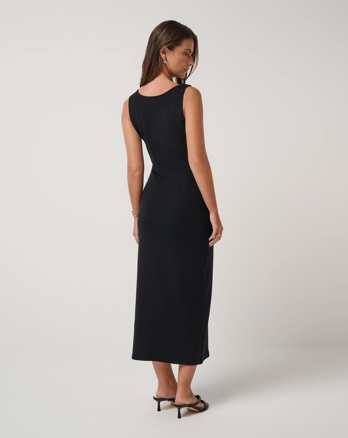 Cloud Rib Button Tank Dress Black | Travis Mathew