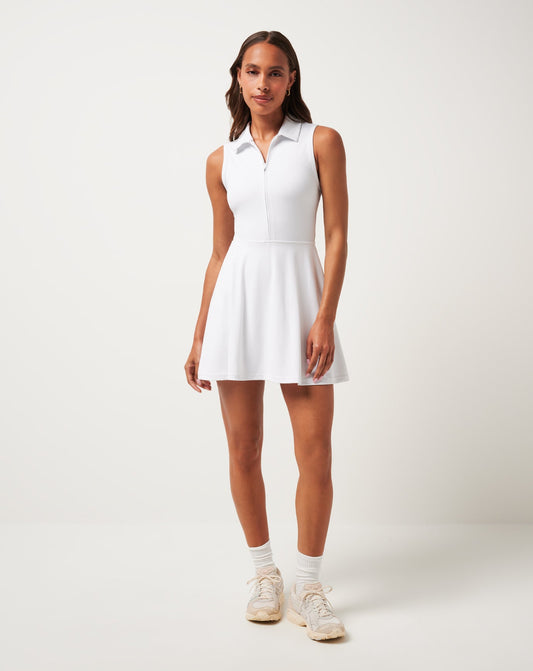 Moveknit Sleeveless Polo Dress 2.0 White | Travis Mathew