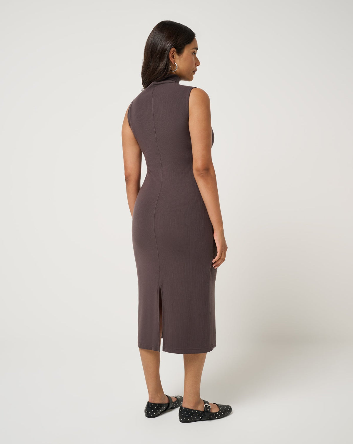 Cloud Rib Mock Neck Dress Coffee Grounds | Travis Mathew