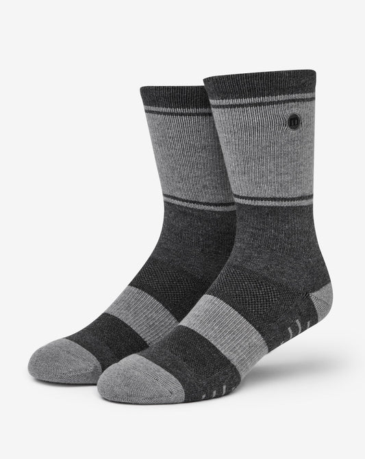 Baja 2.0 Crew Sock Heather Grey Pinstripe | Travis Mathew