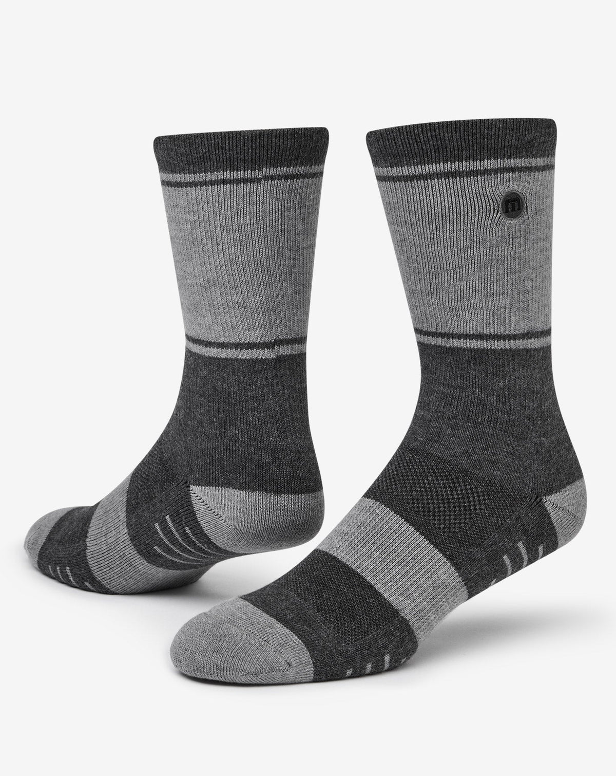 Baja 2.0 Crew Sock Heather Grey Pinstripe | Travis Mathew